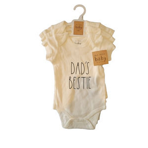 RAE DUNN Baby Bodysuit Set | Dad's Bestie | Set of 3 | 6-9M | NWT